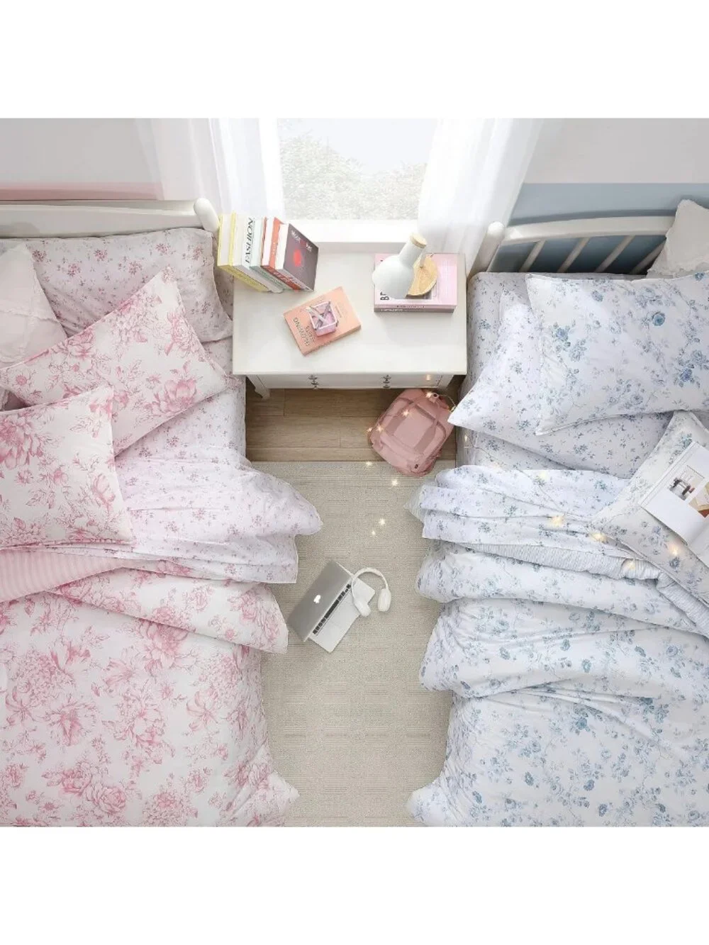Reversible Twin Comforter Set with Shams, Soft Cotton Bedding, Cozy Home Decor